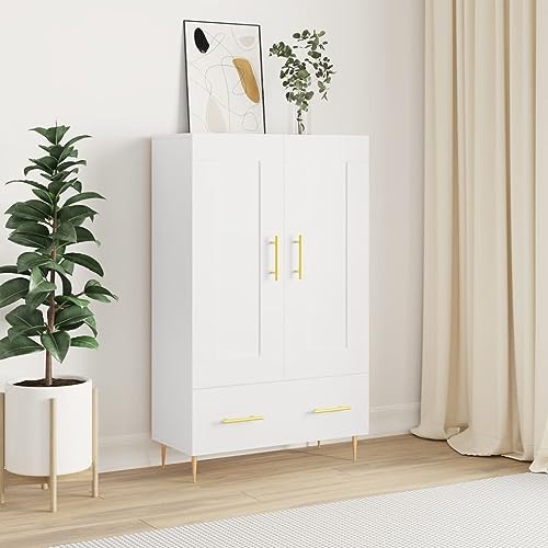Lalfkkii Aparador buffet moderno mueble entrada decoración interior armario portaobjetos para salón, dormitorio o cocina, diseño sencillo y práctico, color blanco, 69,5 x 31 x 115 cm