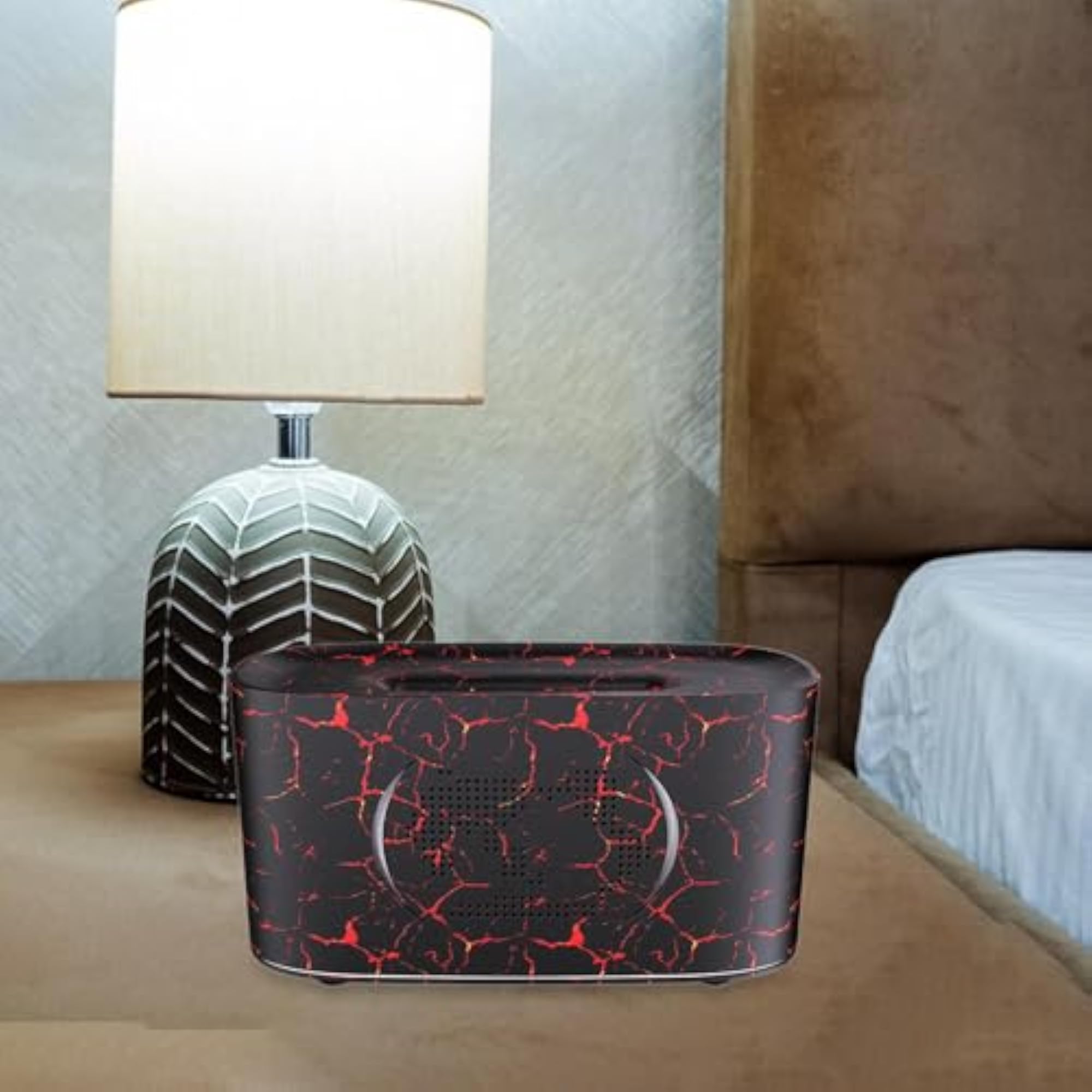 Noiseless Essential Oil Diffuser with Simulated Flame, Black Crack