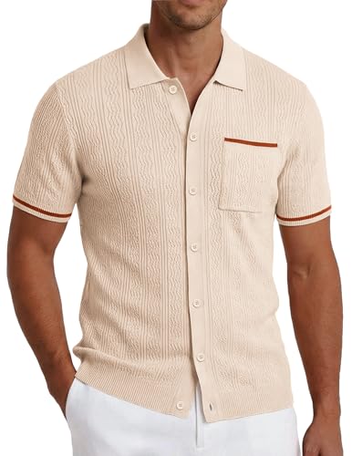 Chemise en tricot COOFADY pour homme en maille vintage marron taille L
