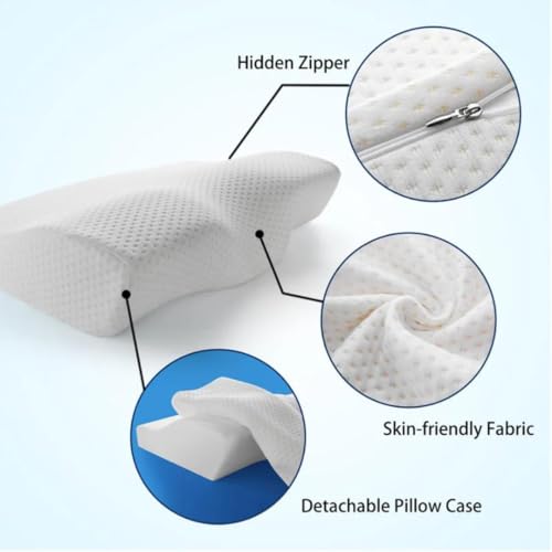Image of Anti snoring Cervical Pillow for Neck Pain | 2 Years Warranty | for Spondylitis Neck & Shoulder Pain, Orthopedic Memory Foam Pillow for Sleeping, Regular Size - White - Pack of 2