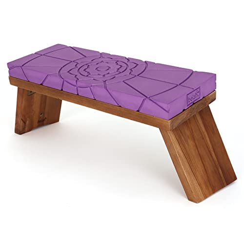 Teak Meditation Bench – Meditation Seat – Meditation Stool – Kneeling Meditation Chair – Portable Folding Meditation Bench – Seiza Yoga Meditation Bench – Prayer Bench (Violet/Teak)