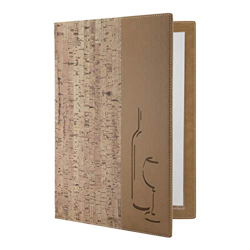 Securit Weinkarte aus Kunststoff im Kork Design, DIN A4 Format, mit einer doppelten Einlage für 4 Seiten, erweiterbar auf bis zu 40 Seiten, 34, 4 x 25 x 0, 7 cm