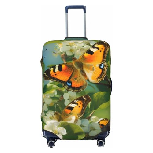 Summer Forest Butterflys Travel Luggage Cover for Suitcase Anti-Scratch Fashion Suitcase Protector Washable Elastic Baggage Covers Fits 29-32 Inch Luggage for Travel Beach Holiday
