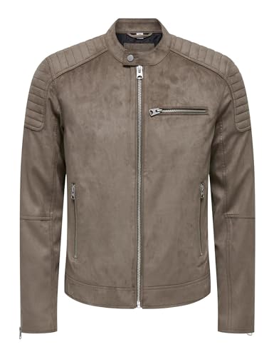 Veste de motard homme en daim Only & Sons pour les sorties en ville