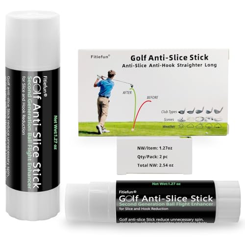 Golf Anti Slice & Anti Hook Solid Compound Stick - 2 Pack (2 x 1.27 oz/36g) | Spin Reducer for Driver Woods Hybrids Irons | Extra Large Capacity per Stick | Improves Accuracy & Distance (2 Black)