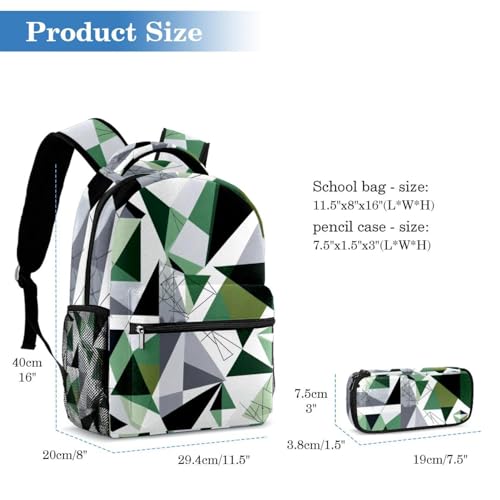 Sac à dos et trousse à crayons cartable géométrique pour ado
