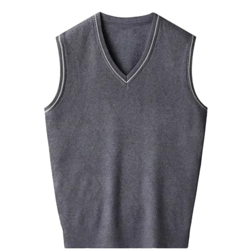 Men's V-Neck Sleeveless Knit Vest Elegant Patchwork Argyle Computer Knitted Casual Waistcoat