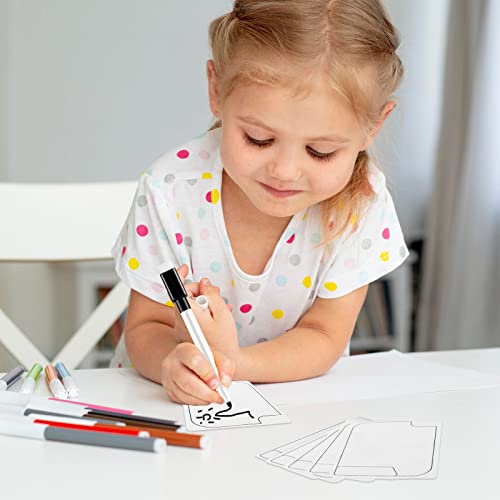 50 Pcs Reusable Cards Multifunctional Tokens Erasable Index Cards Dry Erase Cards White Blank Flash Cards With 5 Pcs Black Marker Pens And 7 Dice For Playing Games, School, Office #TOP6