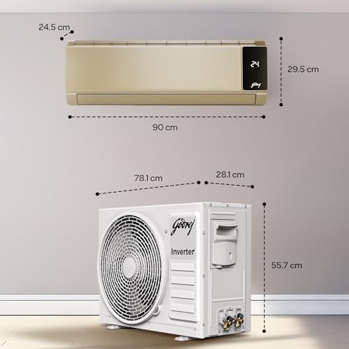 Image of Godrej 1.6 Ton 3 (5 Years Comprehensive Warranty) 5-In-1 Convertible Cooling, Inverter Split AC (Copper, 2025 Model, Heavy duty cooling at 52 C, AC 1.6T SIC 18MTC3 SZR IOT, Champagne Gold)