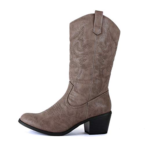 West Blvd Miami Cowboy Western Boots, Grey Pu, 8.5