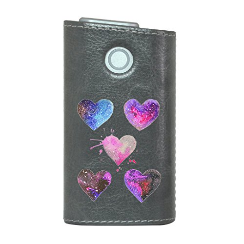 glo グロー グロウ 専用 レザーケース レザーカバー タバコ ケース カバー 合皮 ハードケース カバー 収納 デザイン 革 皮 GRAY グレー ハート ピンク かわいい 014816