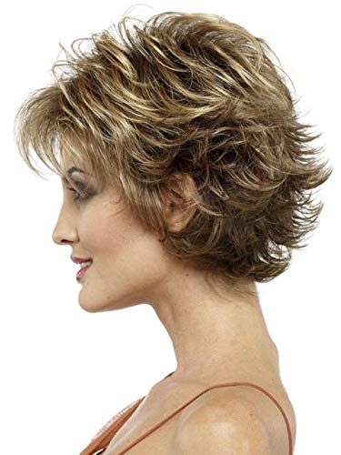 Victoria Wig Color TOASTED SESAME - Envy Wigs 3.25" Short Pixie Shag Synthetic Tapered Neckline Capless Average Swirly Waves Peluca Wispy Bangs Bundle MaxWigs Hairloss Booklet