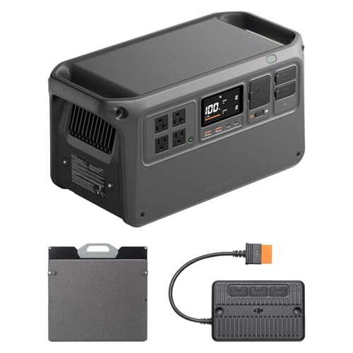 Image of DJI Power 1000 V2 Portable Power Station with 200W Foldable Solar Panel, 1024Wh LFP Battery, 2600W Stable Output, 0-80% in 37 Mins, Enhanced Safety, Ultra-Quiet, Camping, Blackout, RV