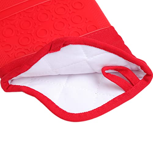 Manoplas de silicona para horno con diseño antideslizante resistente al calor en color rojo 4