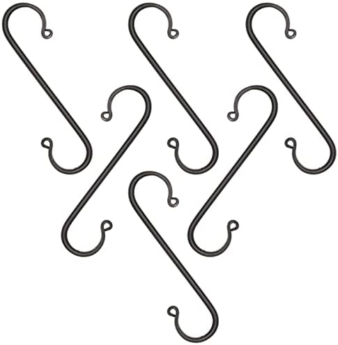 Saving Shepherd 6 Large Wrought Iron S Hooks - 7½" Hand Forged with Scrolls (Set of Six) by Amish Blacksmith Lancaster Pennsylvania USA