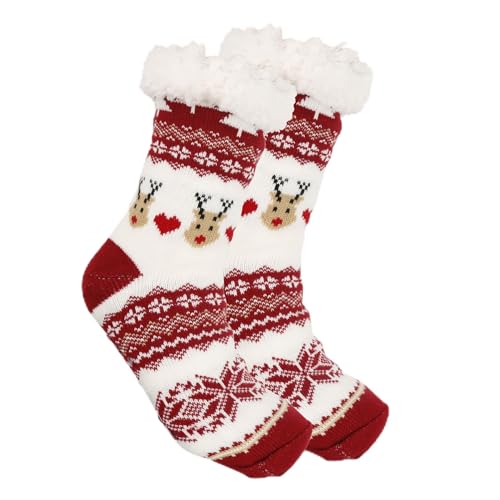 Meriviva Christmas Fluffy Socks for Women Christmas Slipper Socks Non Slip Soft Fluffy Warm Socks for Home Gifts (A One Size UK Footwear Size System Adult Women Alpha Medium One Size)