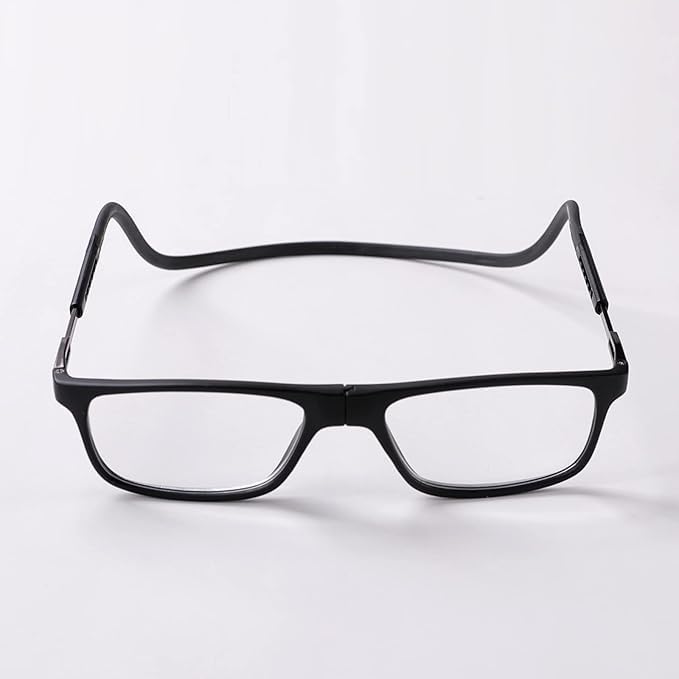 Image of Unisex Magnetic Front Connect Reading Glasses Power Adjustable Full Rim Dual-Tone Frame Stylish Eyewear with Soft Sleeve Case for Men & Women