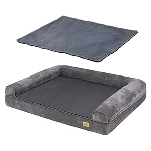 BingoPaw Cama Ortopédica de Espuma para Perros, Sofá Cama para Mascotas Desmontable Impermeable y Lavable (XXL 135x100x12cm, Gris)