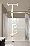 Stander Wonder Bathtub Pole, Security-Pole and Curve Grab Bar, Adjustable Shower Handle for Bathtubs, Clamp on Bathroom Safety Rail for Seniors, Elderly Adults, No Drill Installation, White