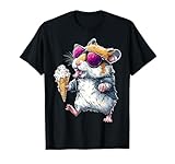 Hamster Eating Icecream Animal Motif Illustration Hamster T-Shirt