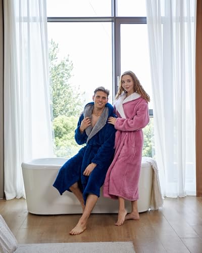 Womens Robe with Hood Super Warm Winter Plush Fleece Soft Bathrobes for Women Full Length4