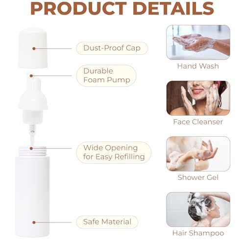 2oz Travel Foam Pump Bottle, 16 Pcs (60ml) – Mini Refillable Empty Foamer Dispenser for Lash Shampoo, Soap, Mousse, Cleanser – Leak-Proof, BPA-Free, Portable for Home, Gym & Cosmetics4