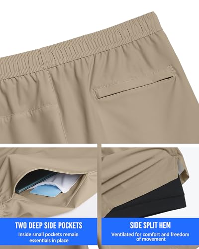 Image of maamgic Mens 5 inch Gym Running Shorts for Men 2 in 1 Quick Dry Workout Athletic Shorts