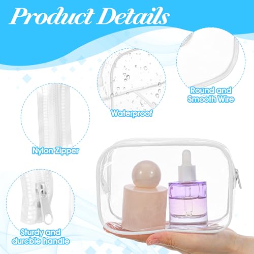 20Pcs Clear Cosmetic Makeup Bags with Zipper, Small Waterproof Toiletry Bag, Clear Travel Bags for Toiletries, PVC Transparent Plastic Organizer Case for Women Men (White Border 6 x 2.5 x 4.13 Inch)3