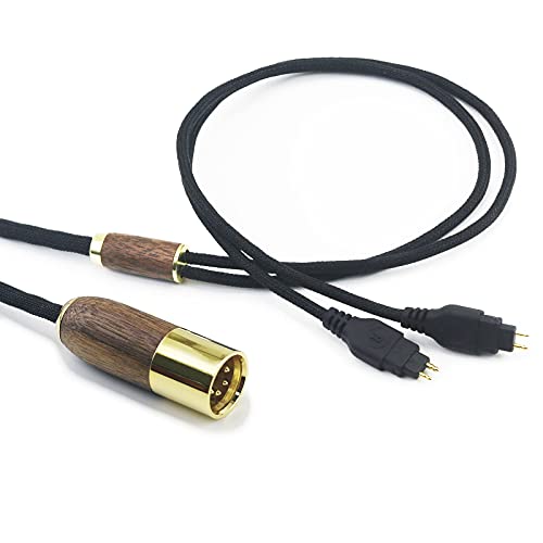 Image of NewFantasia 6.6ft 4-pin XLR Balanced cable Replacement Audio Upgrade Cable Compatible with Sennheiser HD650 HD58X HD600 HD580 HD660S, HD6XX Headphone 6N OCC Copper Silver Plated cord Walnut Wood Shell