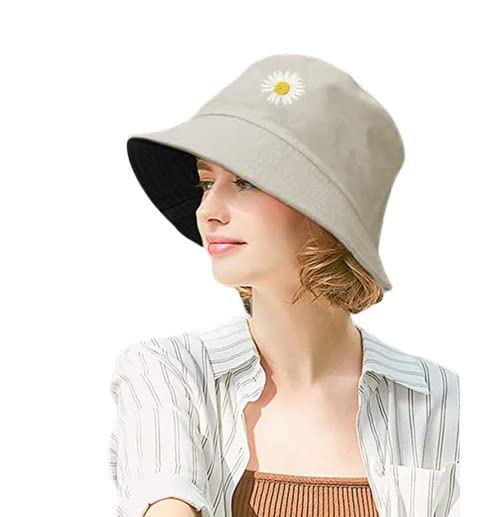 Image of Alexvyan Women Cotton Sun Visor Hats UV Protection Wide Brim Summer Cap Hat UV Protection Breathable Casual Beach Hat, Sun Protection Cap (Beige and Black Reversible), Large