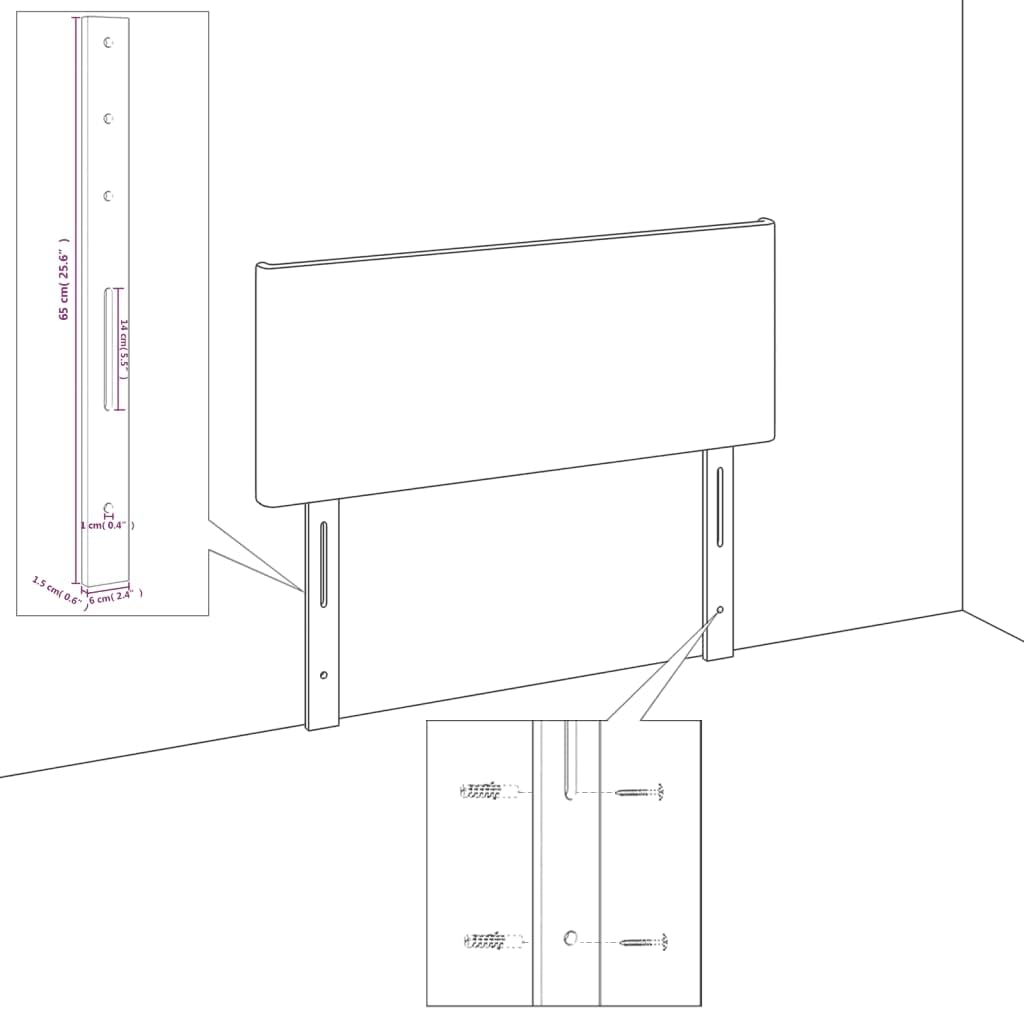 vidaXL Tête de lit à LED Noir 160x5x78/88 cm Velours