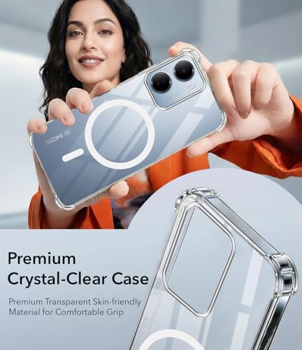 Image of Jkobi Shockproof Crystal-Clear Back Cover for Redmi 15A 5G (Magsafe Wireless Support | Drop & Camera Protection | Hard Polycarbonate)