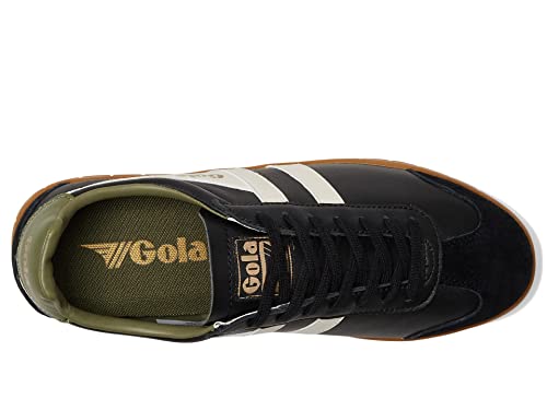 Image of Gola Men's Hurricane Suede Sneaker, Black Off White Khaki Gum, 8.5
