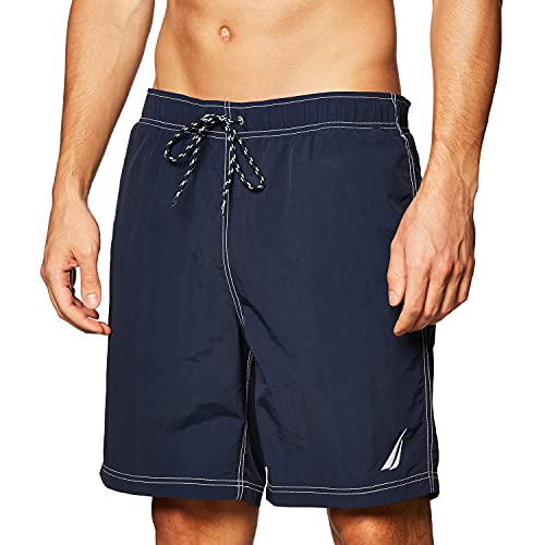 Image of Nautica Men's Solid Quick Dry Classic Logo Swim Trunk