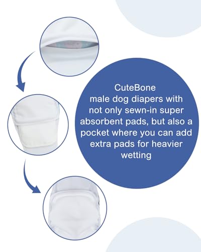 Image of CuteBone Dog Diapers Male 4 Pack Puppy Wraps Reusable Doggie Belly Bands for Male Dogs Small Medium Large