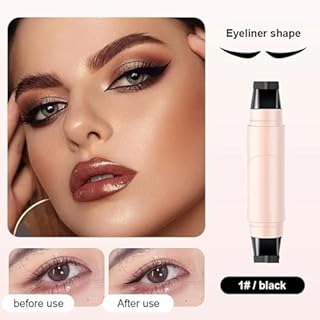 Set de 2 tampons eyeliner rotatifs - Outil de maquillage rapide, résistant aux bavures et longue tenue, prêt à l'emploi, pour les passionnés de maquillage, noir et marron (2, #1)