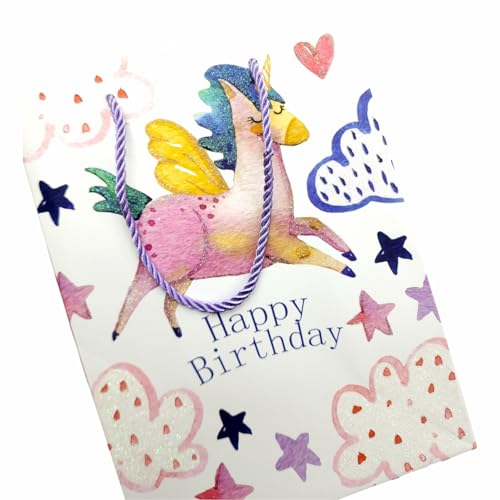 Image of Crackles Unicorn Character Printed Paper Bags for Gifting Eco Friendly Gift Paper Bags with Sturdy Handles (Pack of 12)