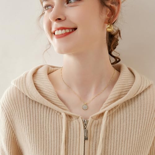 Women's Cashmere Blend Merino Wool Cardigan Full Zip Open Front Drawstring Hoodie Sweater Long Sleeve Lightweight4