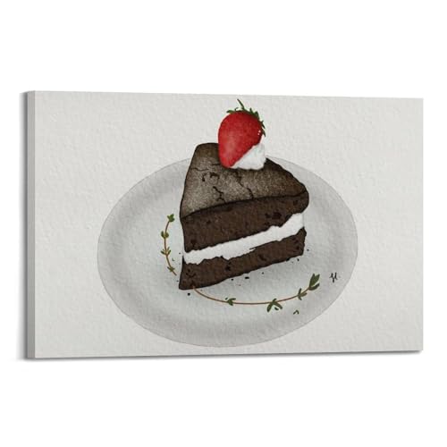 Toile peinte à la main WIZIGM tableau fraises chocolat décoration murale moderne 20x30