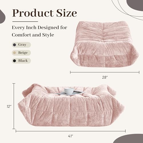 Image of HABUTWAY Bean Bag Ottoman,Memory Foam Foot Rest,Ottoman,Pink | Fireside Chair Ottoman,Memory Foam Lazy Bean Bag Sofa for Living Room,Bedroom,Dorm,Office