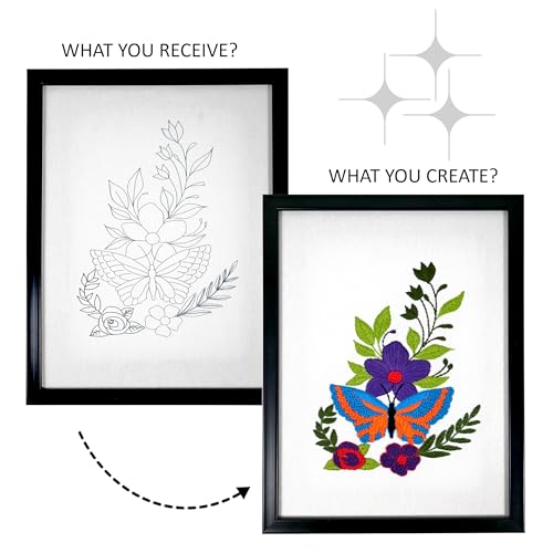 Image of picknMAKE Cotton Framed Embroidery Kit for Beginners,Cross Stitch Embroidery Kit,Hand Embroidery Kit for Adults,DIY Home Decor Items for Living Room,All Material Included,Multicolor