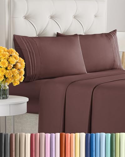 Image of King Size 4 Piece Sheet Set - Ultra Soft & Cooling Bed Sheets - Dark Russet | Fits 8 Inch to 16 inch Mattress, Wrinkle Free & Fade Resistant with Deep Pockets, Breathable, Comfy Hotel Luxury Bedding