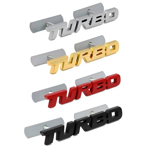 Image of 1X Metal Turbo Grille Front Emblem 3D Badge Sticker Replacement for Universal Cars (Matte Black)