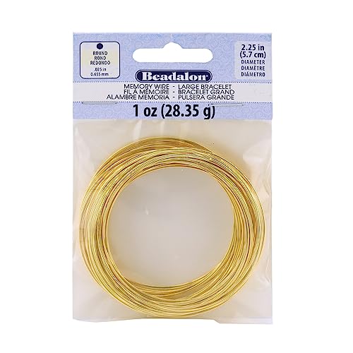 Beadalon Carbon Steel Memory Wire - 1 oz, Approx. 65 coils, Gold Color