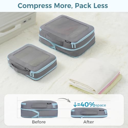 Image of BAGAIL Compression Packing Cubes for Travel Essentials, 6 Set-Pewter Color