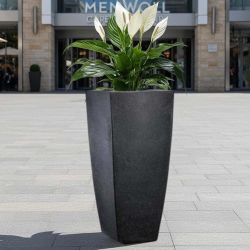 Image of Go Hooked Matrix 26 Inch Big Flower Pot | Outdoor & Indoor Planter for Balcony, Garden & Terrace | Durable Lightweight Decorative Polymer Pot for Live & Artificial Plants (Black)
