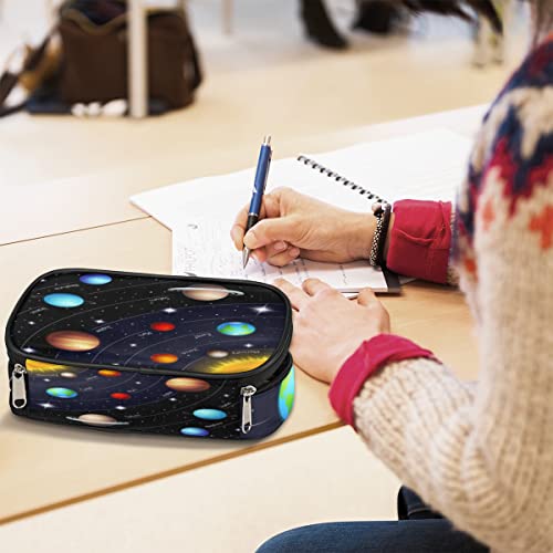 Image of Pardick Solar System Planet Big Capacity Pencil Pen Case Universe Galaxy Large Pencil Pouch with Zipper Compartments Pencil Bag for Boys Girls Adults Student Office School Supplies