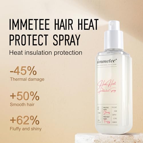 immetee Spray Protector del Calor, Protector Térmico para el Cabello, Spray Protector Térmico para el Cabello Hidratante y Control del Encrespamiento(150ml/5.07oz) - imagen 4