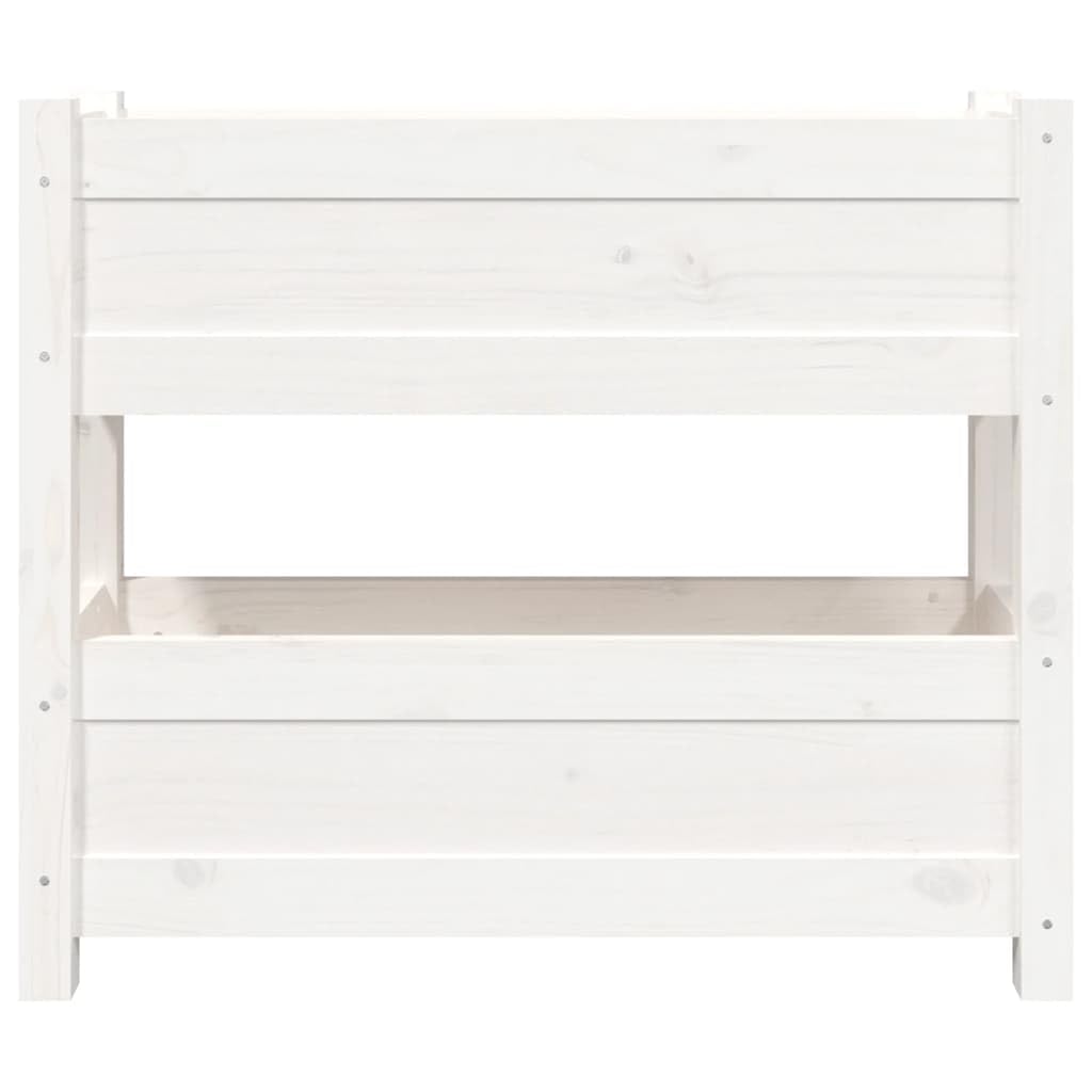 Donica Biala Lite Drewno Sosnowe 77x25x66 cm Podwyzszona Skrzynka na Kwiaty z Duzym Miejscem do Sadzenia Warzyw Ziel i Roslin do Dekoracji Salonu Balkonu i Tarasu