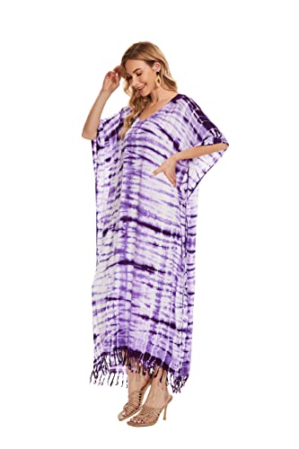 Image of Beautybatik Women Hippie Tie Dye Caftan Kaftan Loungewear Maxi Plus Size Long Dress XL to 4X